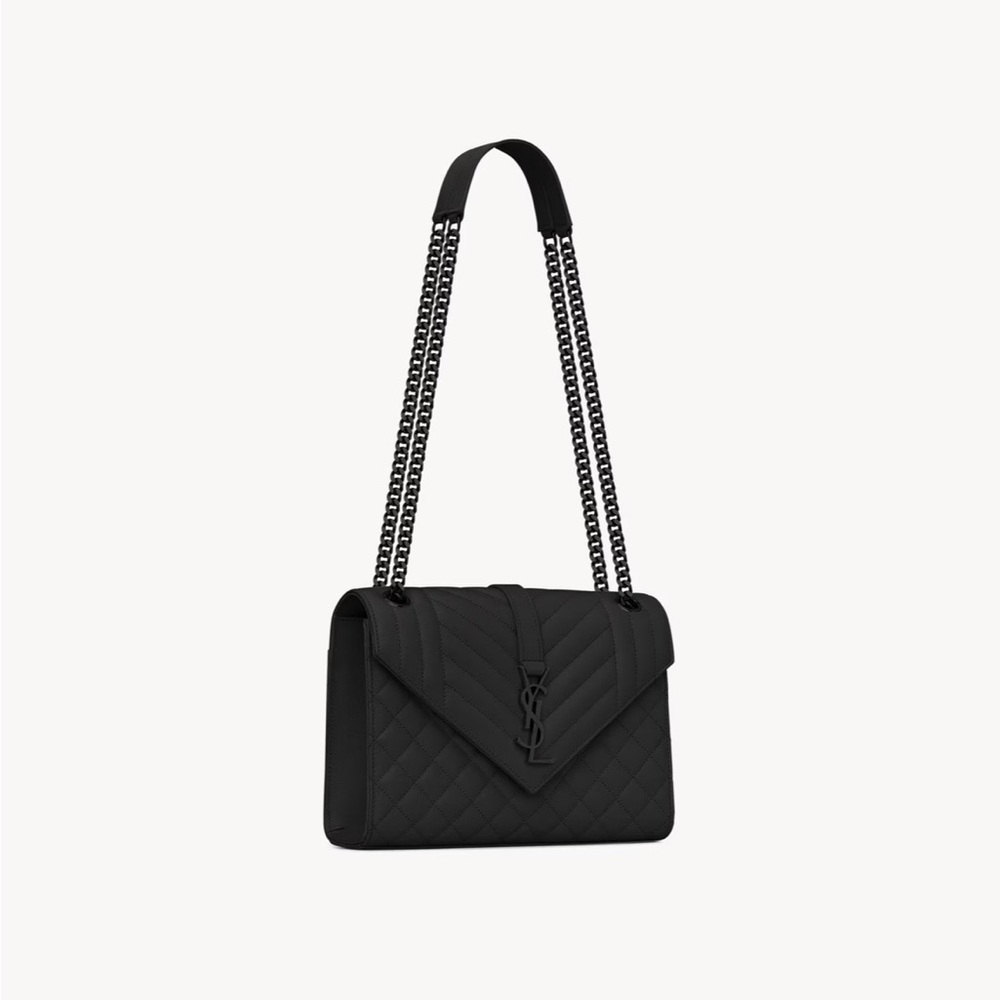 YSL ENVELOPE MEDIUM IN QUILTED GRAIN DE POUDRE EMBOSSED LEATHER